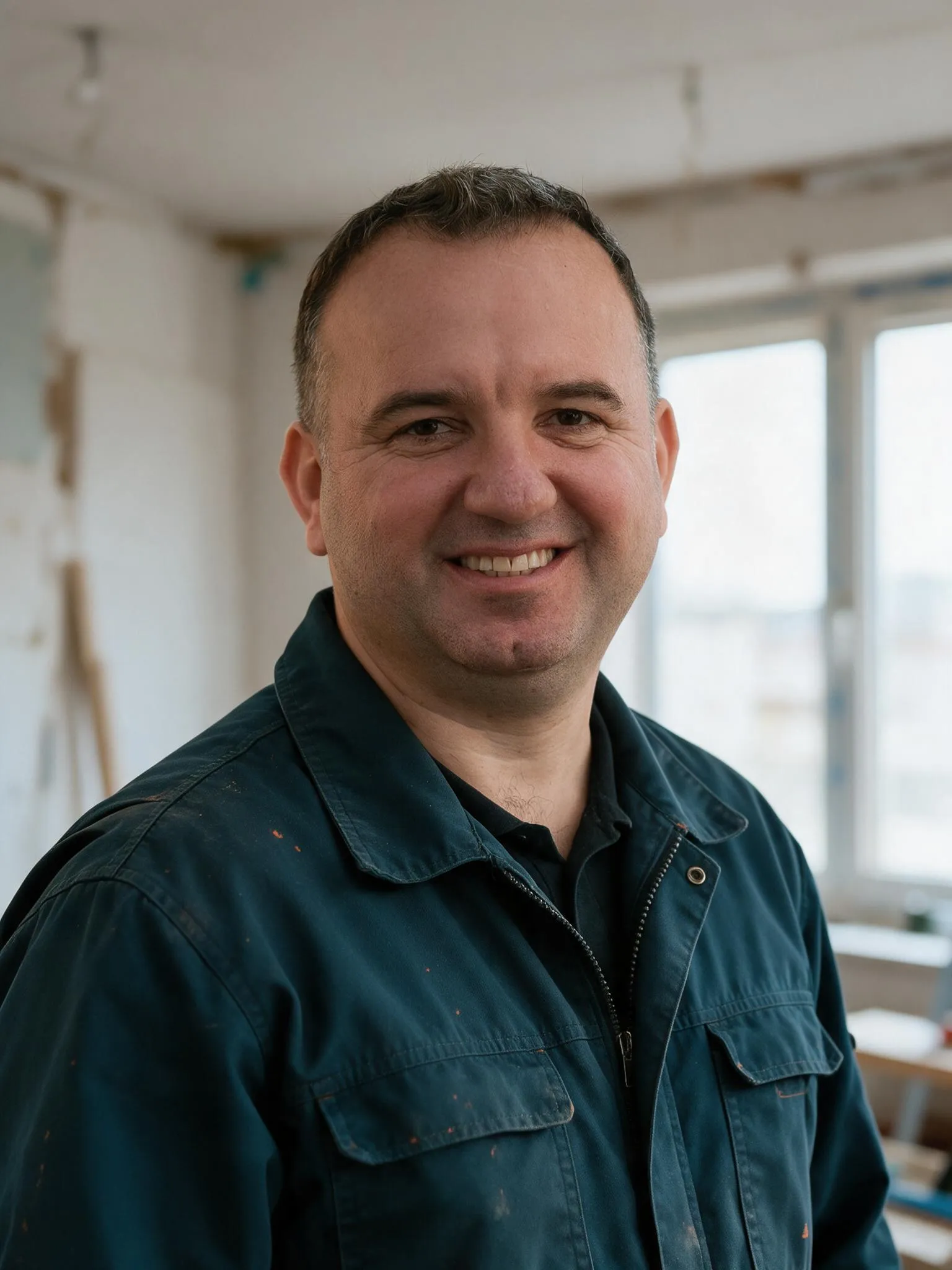 Elvis Agovic in Arbeitskleidung